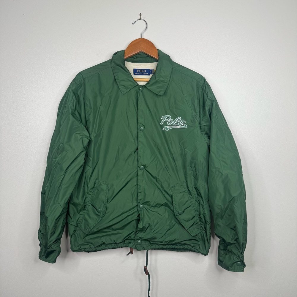 Polo Ralph Lauren Coach Bomber Polo Spellout Jacket Green Snap Button Front Med